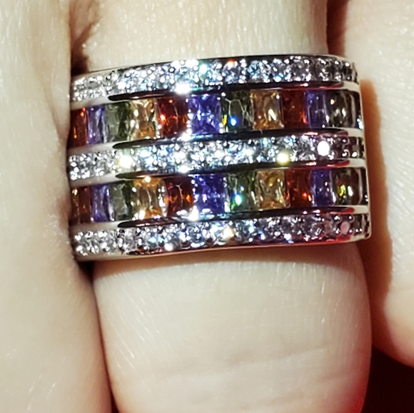 Sparkling Crown ring w/Multicolor Gemstones HP - Picture 4 of 8